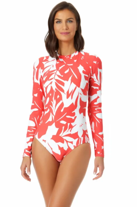 Anne Cole - Long Sleeve Open Back One Piece Rash Guard Swimsuit sold by Anne Cole