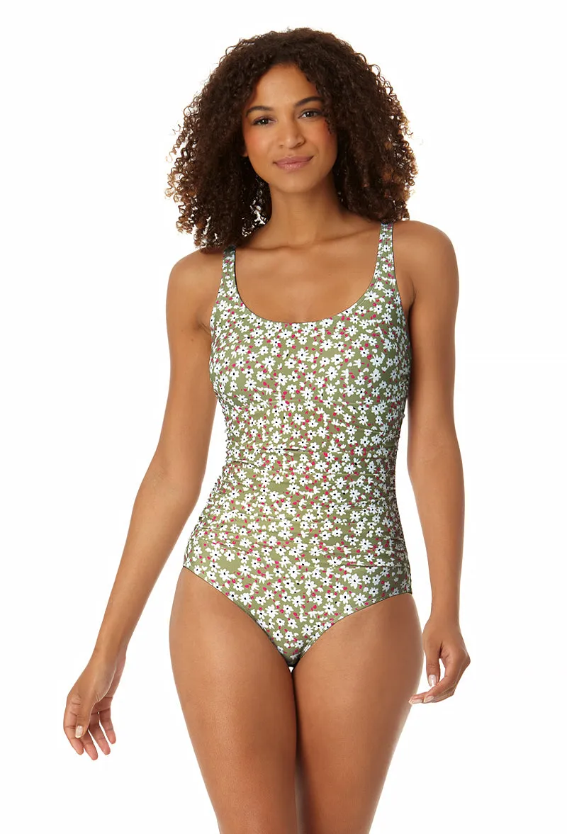 Anne Cole - Women's Scoop Neck Shirred One Piece Swimsuit sold by Anne Cole