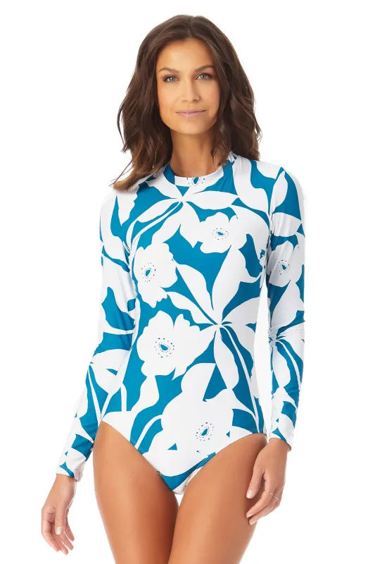 Anne Cole - Long Sleeve Open Back One Piece Rash Guard Swimsuit sold by Anne Cole