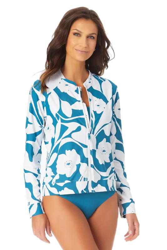 Anne Cole - Long Sleeve Zip Front Rash Guard Top sold by Anne Cole