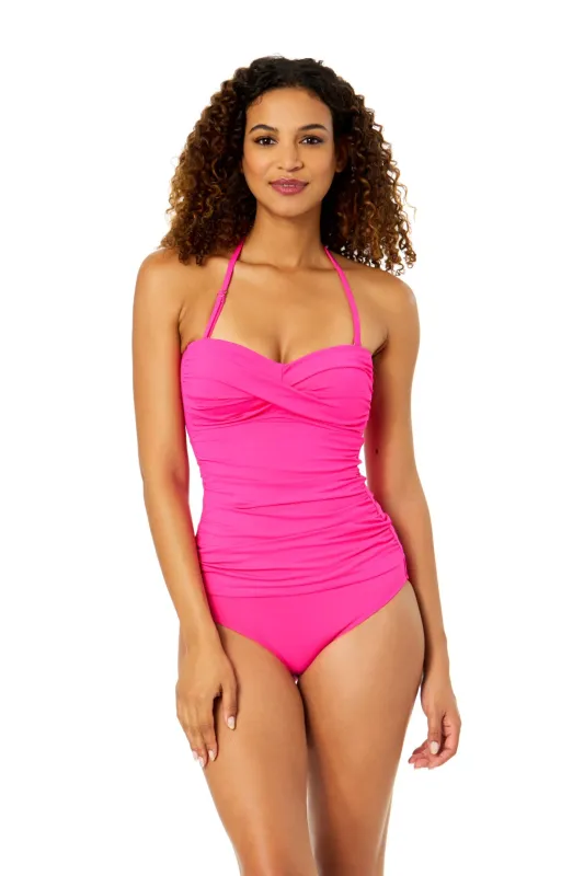 Women's Live In Color Orchid Twist Front Bandeaukini Swim Top sold by Anne Cole
