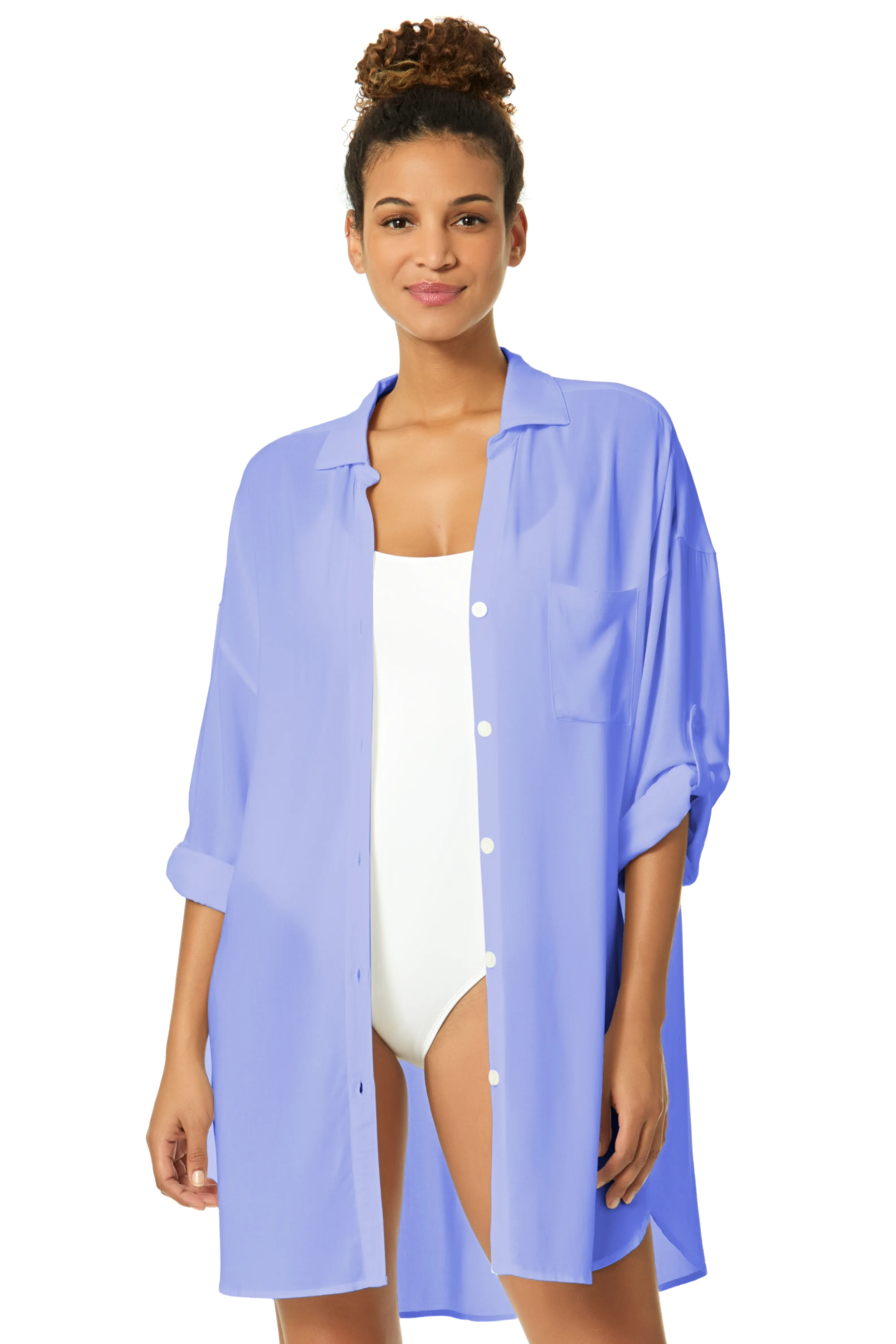 Women's Live In Color Periwinkle Button Down Shirt Swimsuit Cover Up sold by Anne Cole product image thumbnail 3