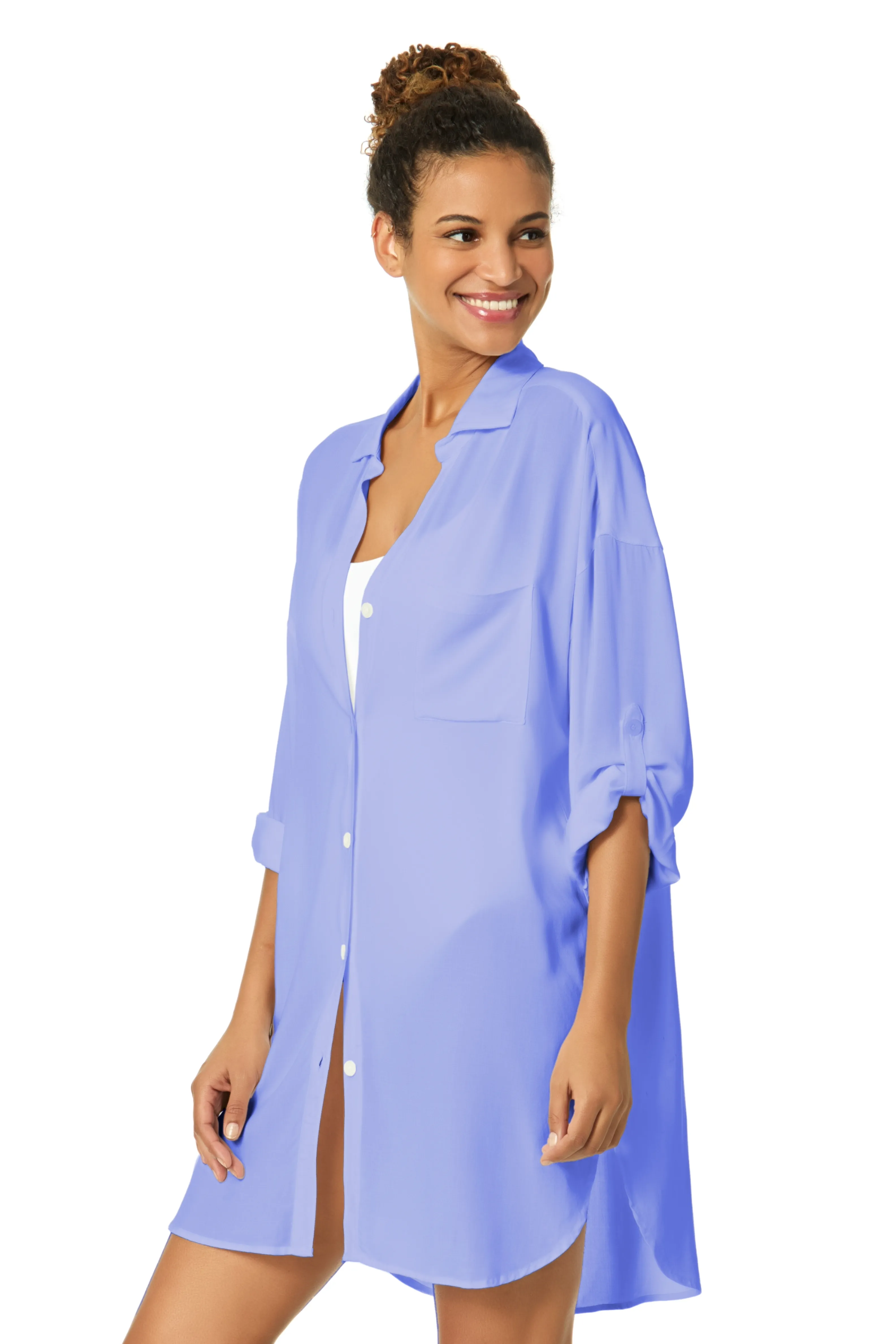 Women's Live In Color Periwinkle Button Down Shirt Swimsuit Cover Up sold by Anne Cole product image thumbnail 4