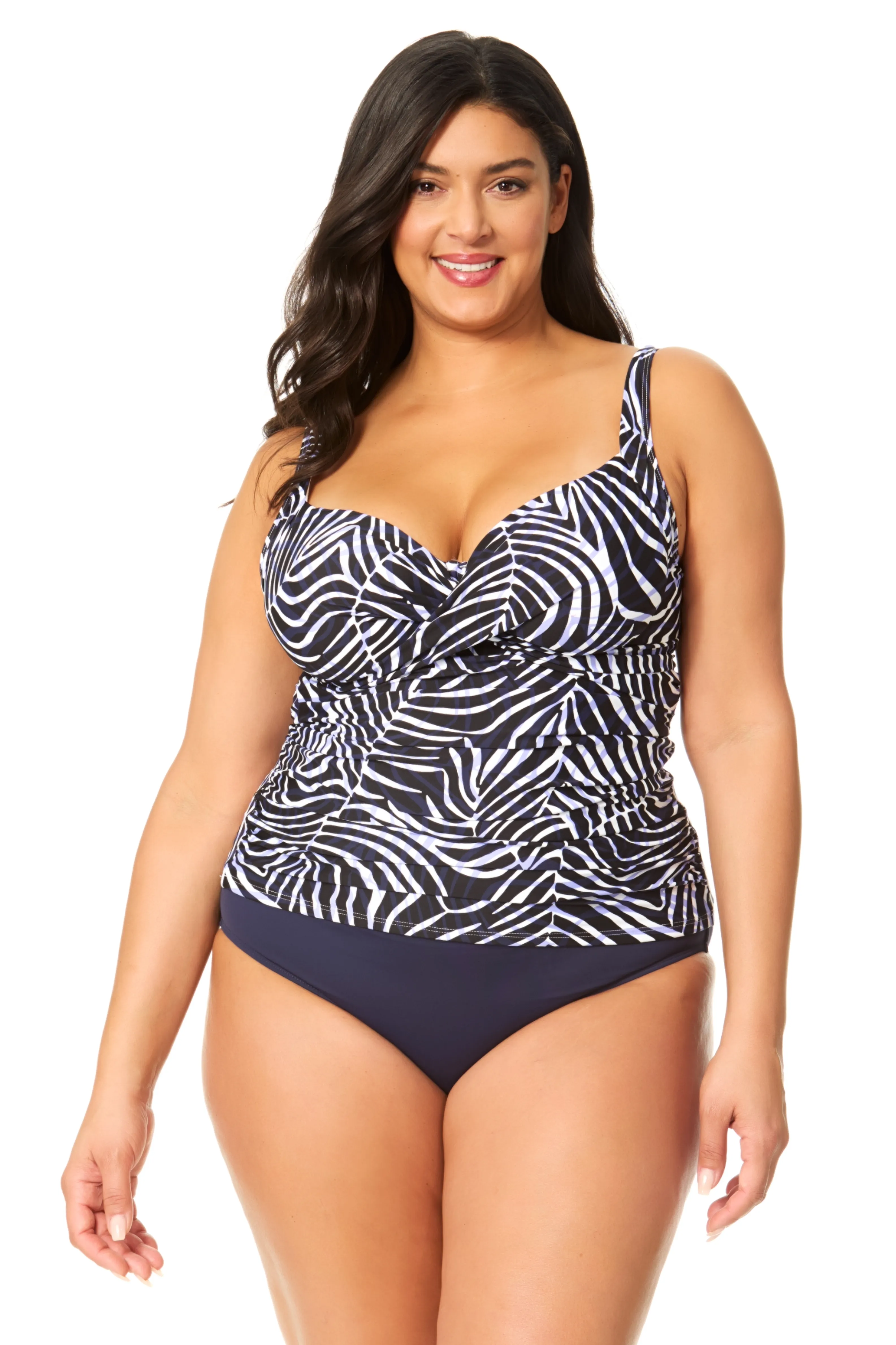 Women's Plus Shadow Palm Drape Front Underwire Swim Top sold by Anne Cole
