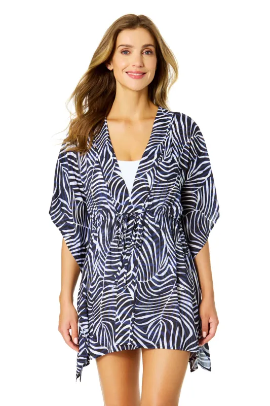 Women's Shadow Palm Tie Front Kaftan Swimsuit Cover Up made by Anne Cole