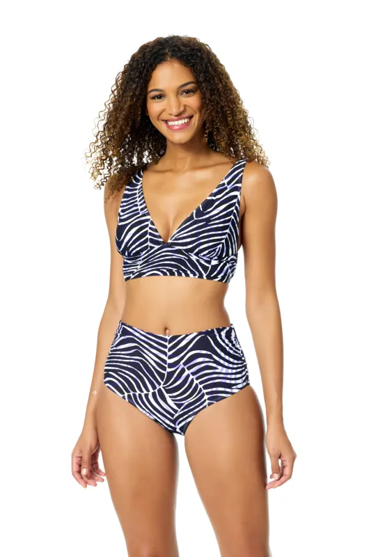 Women's Shadow Palm Soft Band Shirred Bralette Bikini Top made by Anne Cole