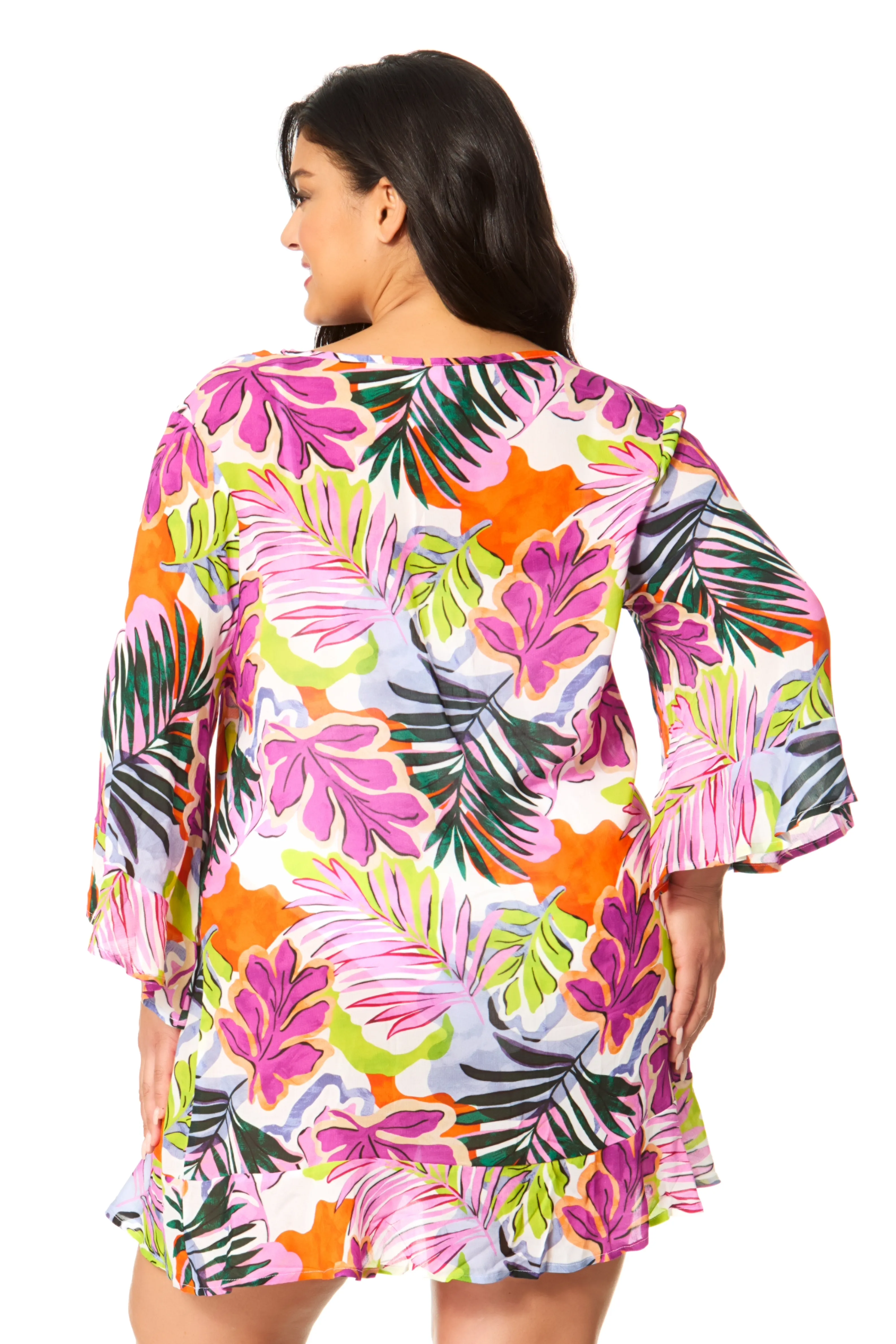 Women's Plus Mod Tropical Flounce V Neck Tunic Swimsuit Cover Up sold by Anne Cole product image thumbnail 2