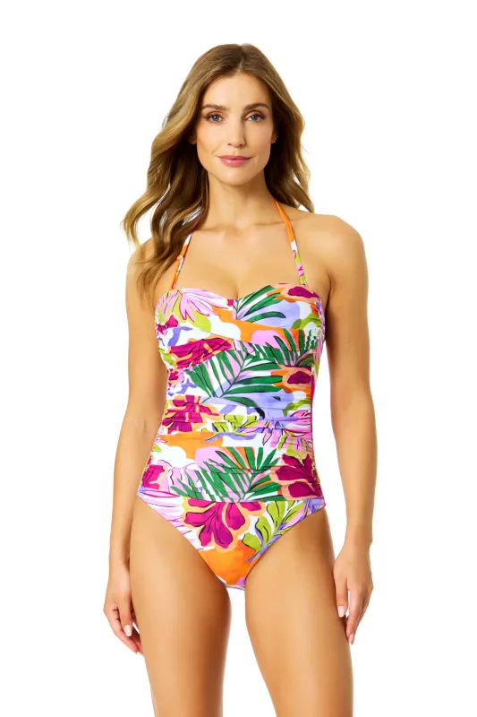 Women's Mod Tropical Twist Front Shirred One Piece Swimsuit sold by Anne Cole