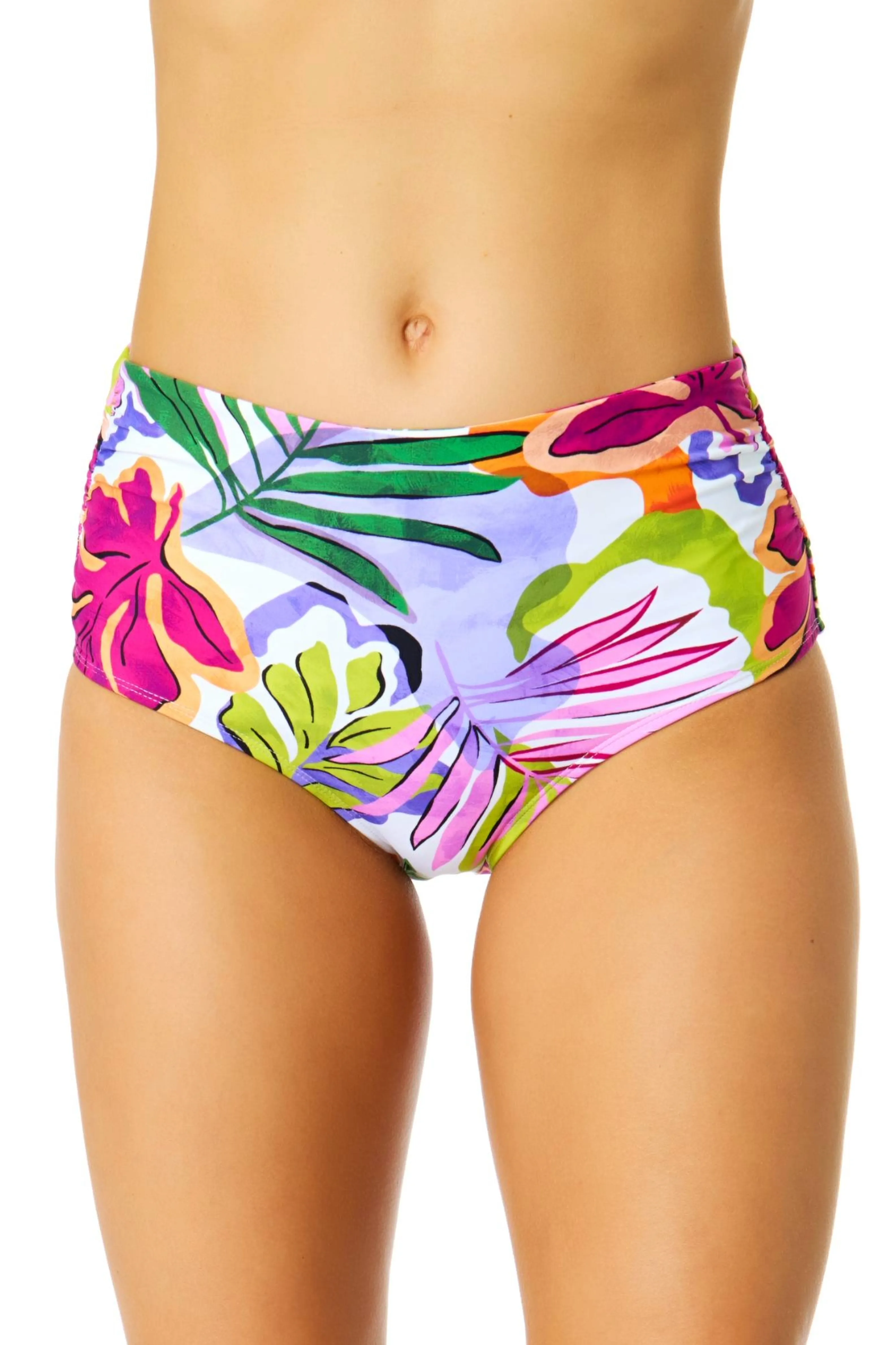 Women's Mod Tropical Fold Over High Waist Shirred Bikini Swim Bottoms sold by Anne Cole product image thumbnail 3