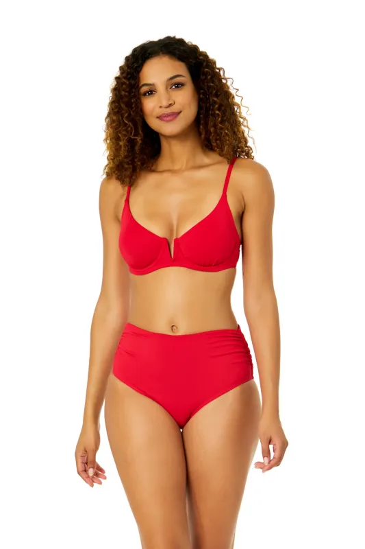 Women's Live In Color Ruby Red V Wire Underwire Bikini Top sold by Anne Cole