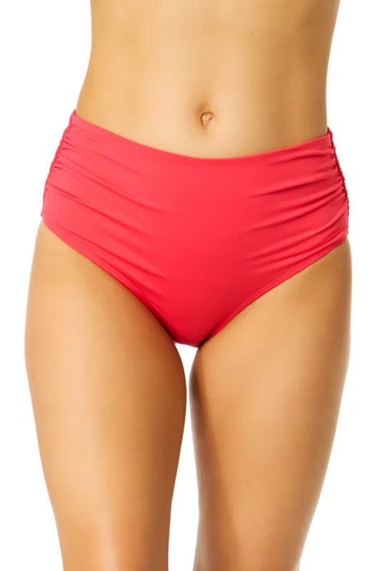 Women's Live In Color Coral Convertible High Waist Shirred Swim Bottom sold by Anne Cole