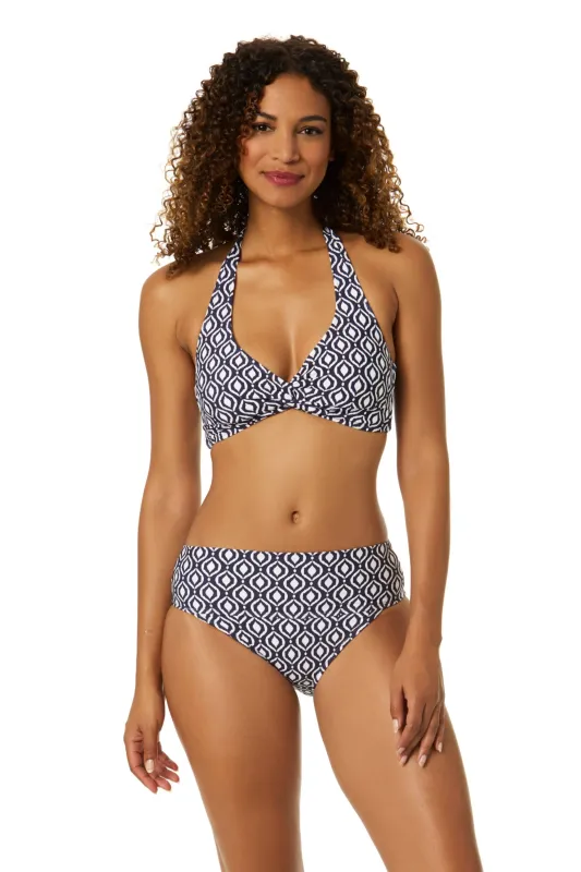 Women's Azzurra Geo Tie Back Twist Front Halter Bikini Swim Top sold by Anne Cole