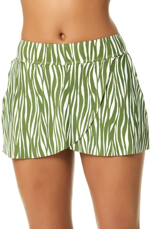 Women's Sierra Woodblock Drape Front Mid Rise Swim Skirt Bottom sold by Anne Cole