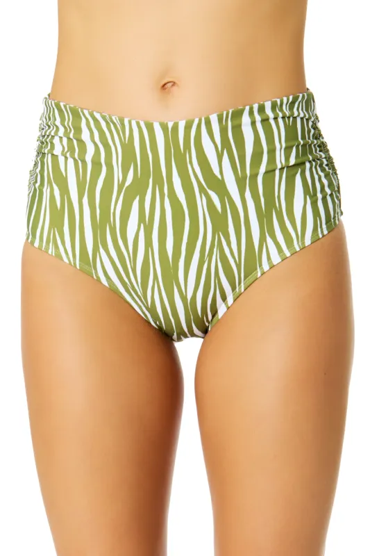 Women's Sierra Woodblock Fold Over High Waist Shirred Bikini Swim Bottoms sold by Anne Cole
