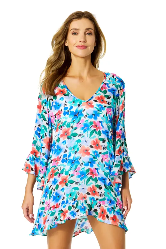 Women's Fiore Flounce V Neck Tunic Swimsuit Cover Up sold by Anne Cole