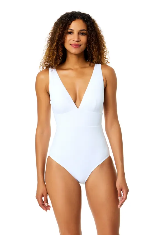 Women's Live In Color White Plunge Front One Piece Swimsuit sold by Anne Cole