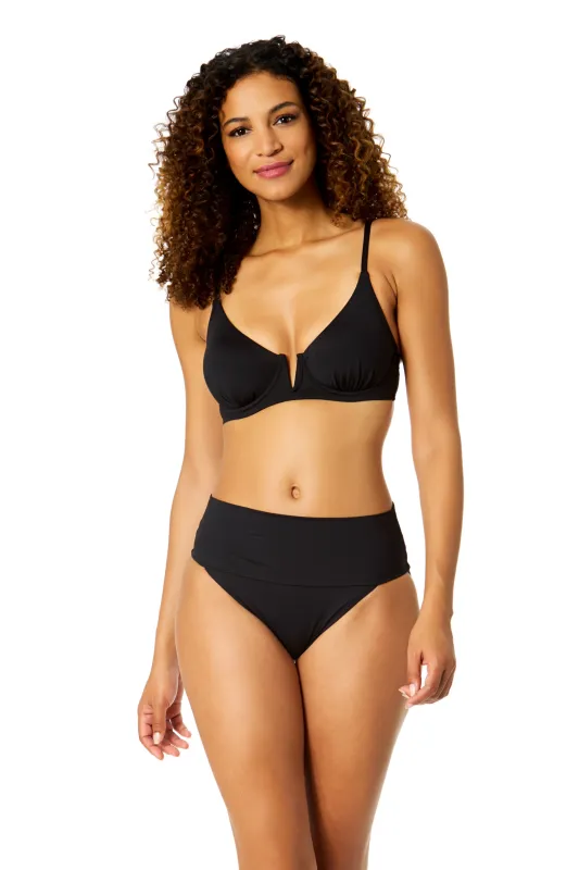 Women's Live In Color Black V Wire Underwire Bikini Top sold by Anne Cole