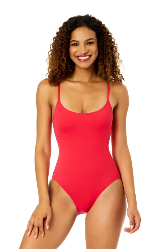 Women's Live In Color Coral Vintage Lingerie Maillot One Piece Swimsuit sold by Anne Cole