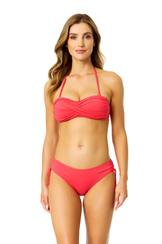 Women's Live In Color Coral Twist Bandeau Bikini Top sold by Anne Cole