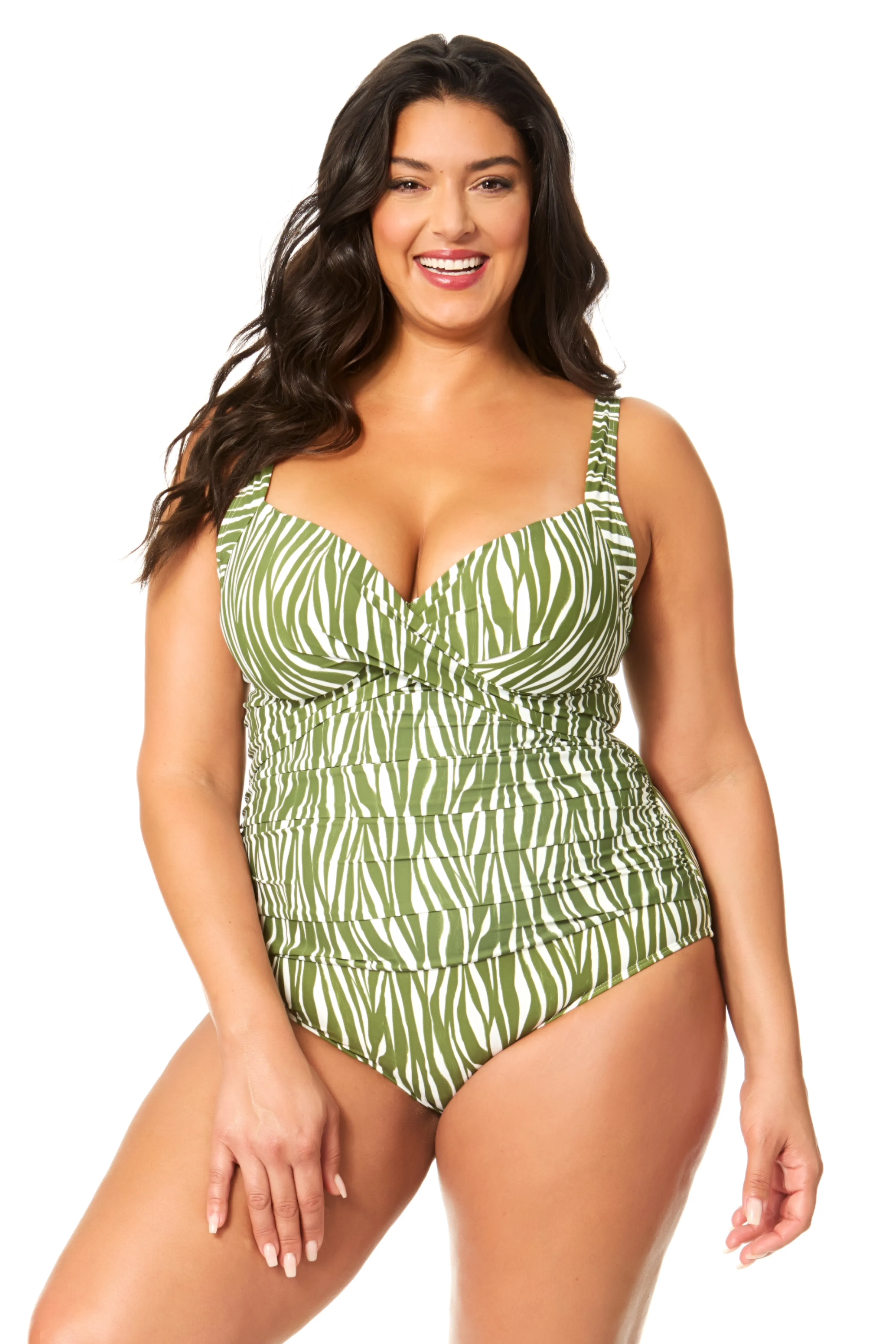 Women's Plus Sierra Woodblock Underwire Surplice One Piece Swimsuit sold by Anne Cole