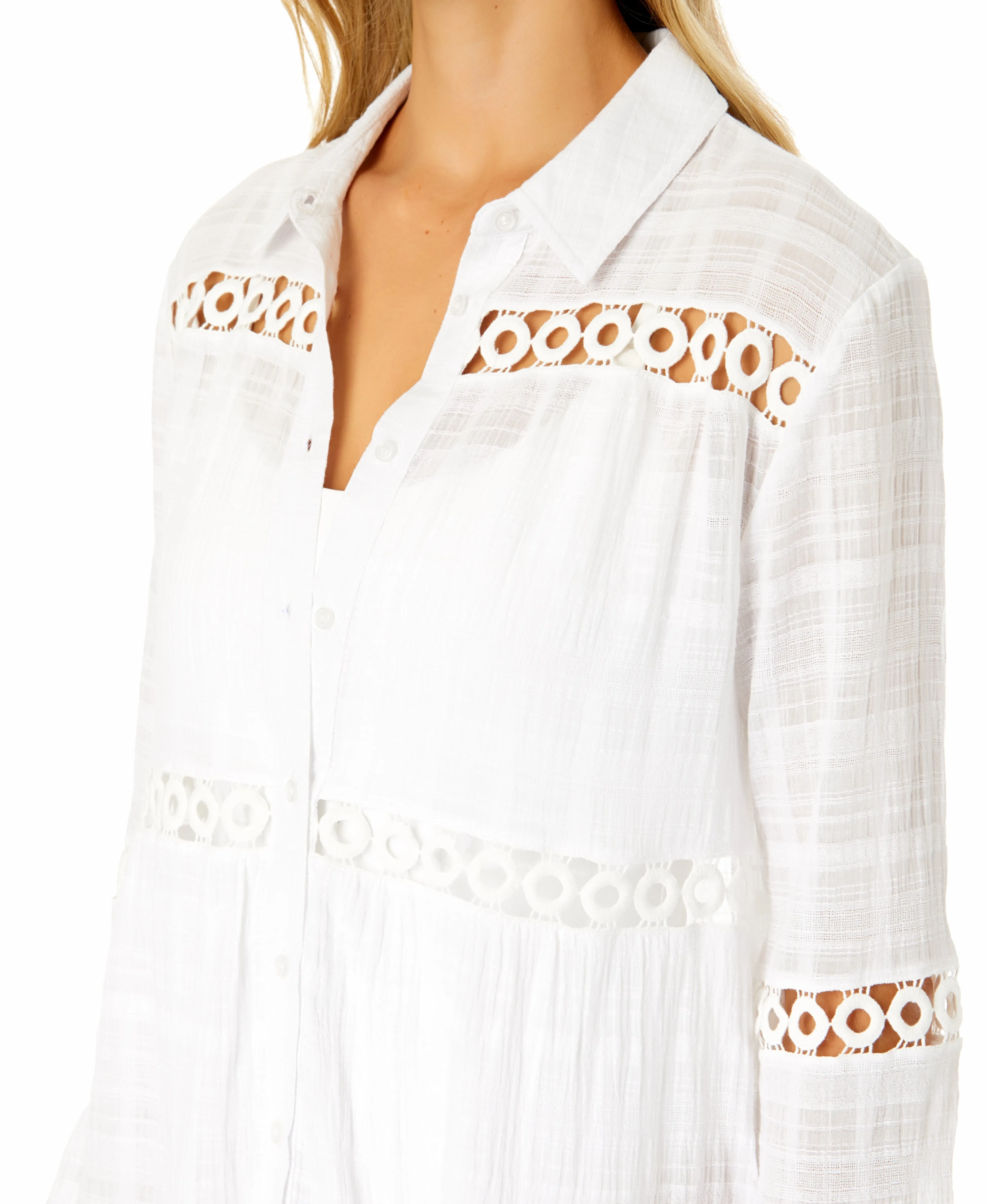 Women's White Bell Sleeve Crochet Trim Cover Up sold by Anne Cole product image thumbnail 3