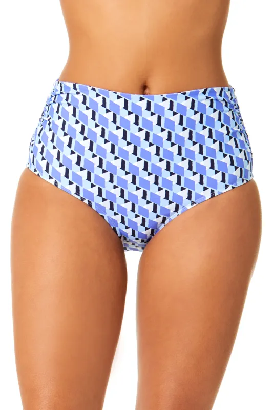 Women's Pacific Fold Over High Waist Shirred Bikini Swim Bottoms made by Anne Cole