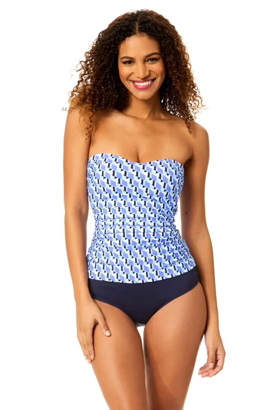 Women's Pacific Shirred Strapless Bandeau Tankini Swim Top made by Anne Cole