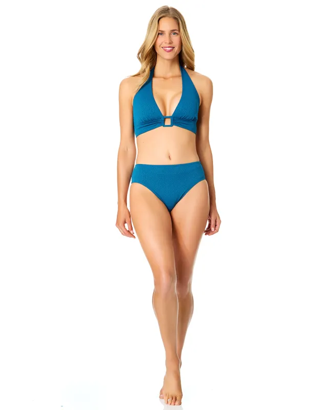 Women's Peruvian Crepe Peacock Tie Back Halter Bikini Swim Top made by Anne Cole