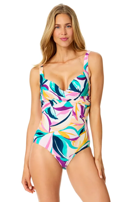 Women's Mexican Riviera Drape Front Underwire One Piece Swimsuit made by Anne Cole