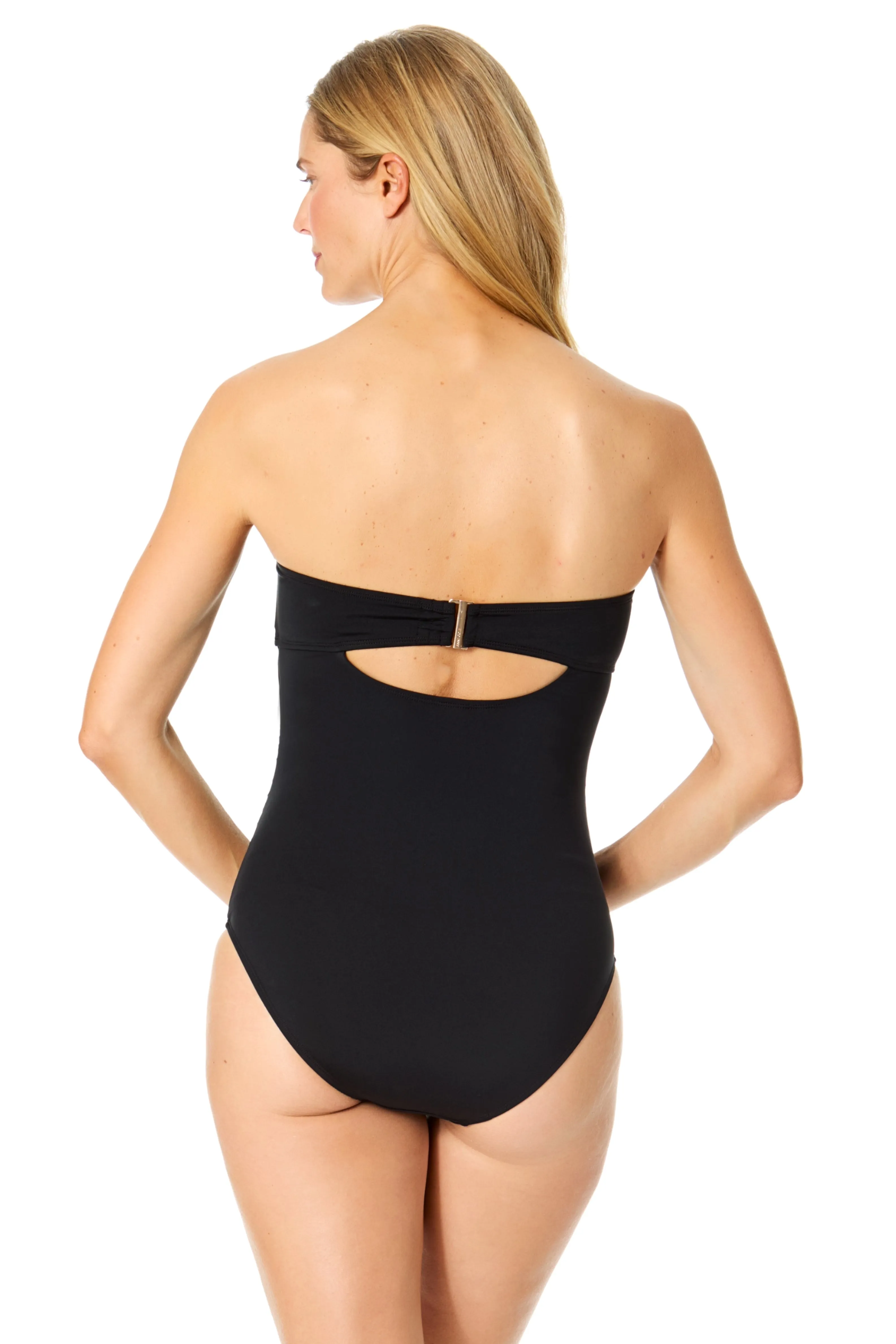 Women's Coastal Scallop Black Scallop Neck Bandeau One Piece Swimsuit sold by Anne Cole product image thumbnail 2