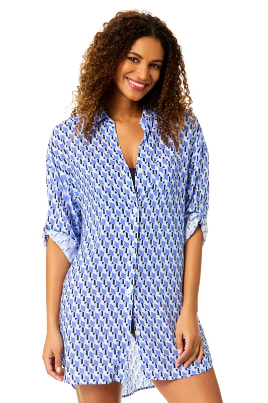 Women's Pacific Button Down Shirt Swimsuit Cover Up made by Anne Cole
