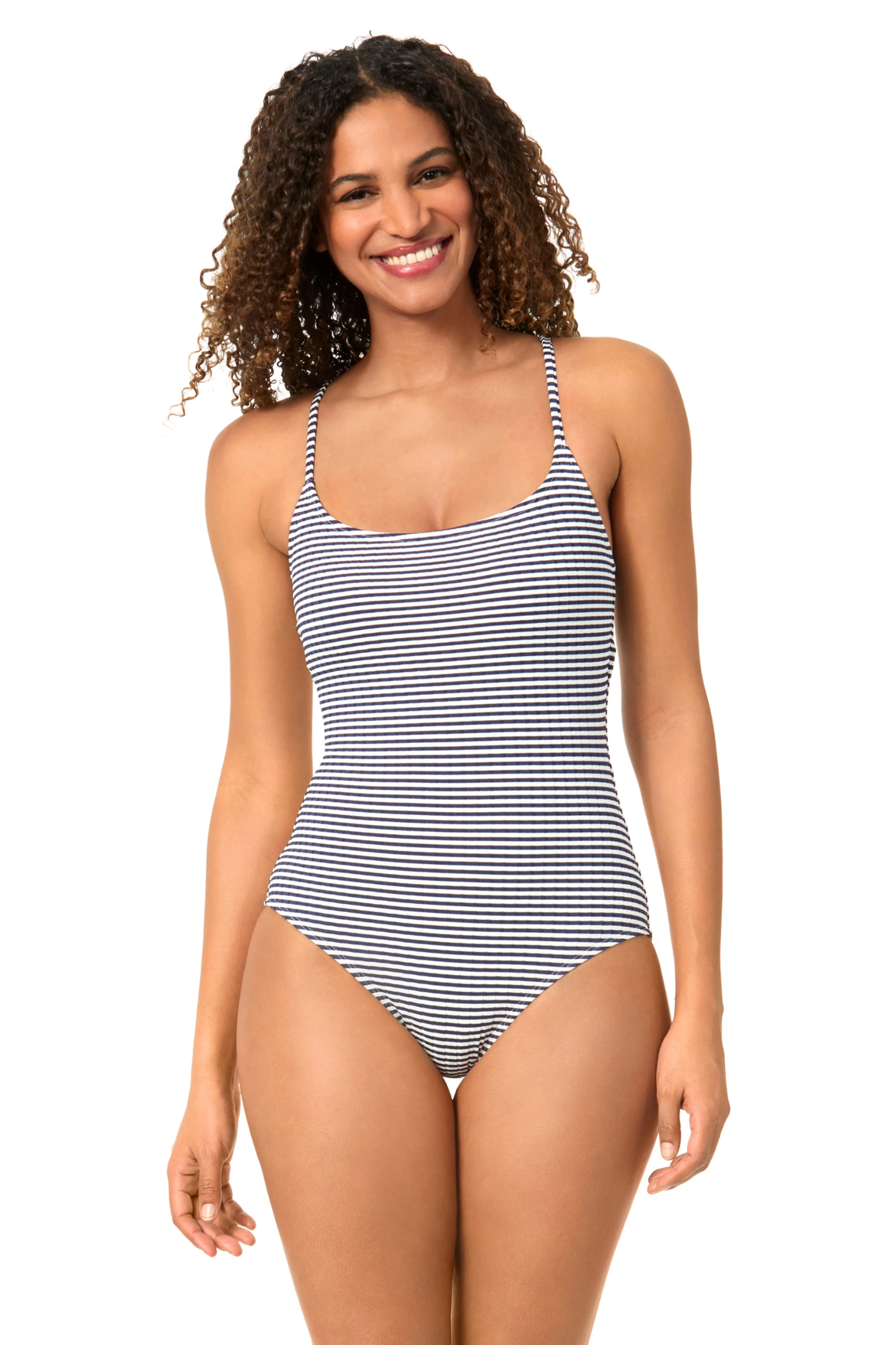 Women's Textured Marine Stripe Classic Lingerie Maillot One Piece Swimsuit sold by Anne Cole