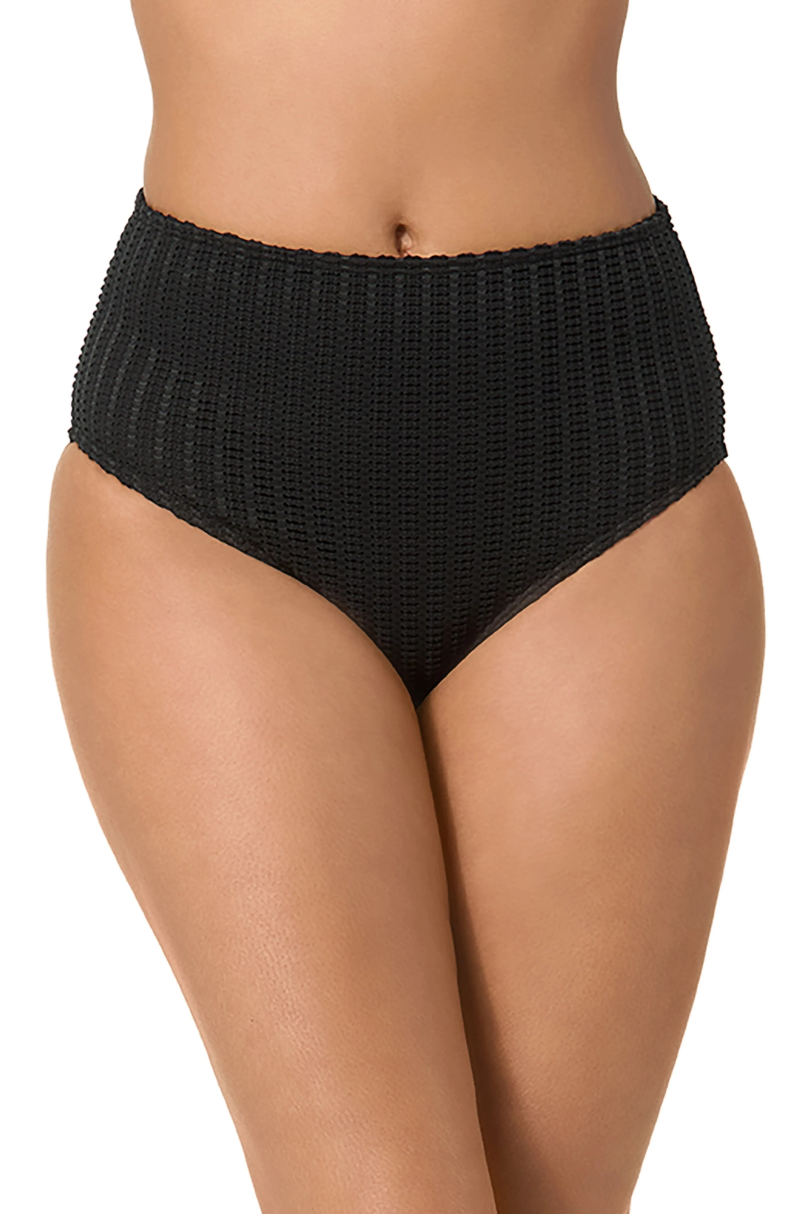 Women's Live In Color Textured Black Clean High Waisted Swim Bottom sold by Anne Cole