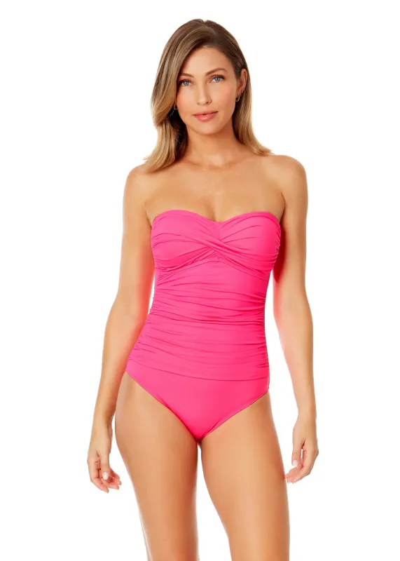 Women's Live In Color Twist Front Shirred One Piece Swimsuit sold by Anne Cole