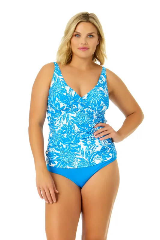 Women's Midnight Floral Hidden Underwire Drape Front Tankini Swim Top sold by Anne Cole