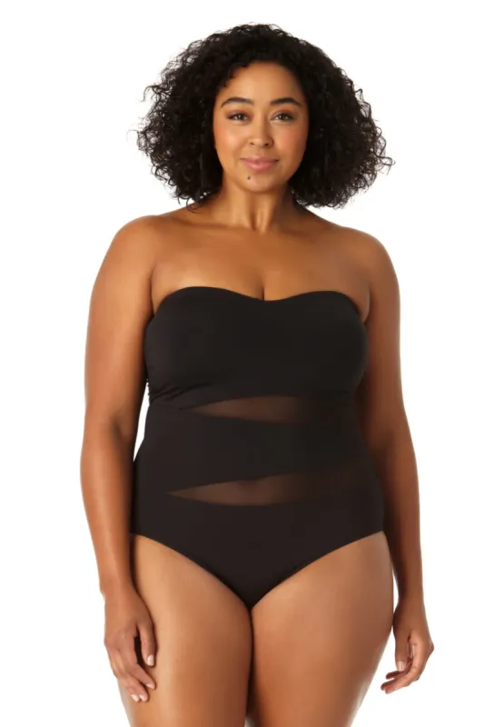 Anne Cole Plus - Women's Mesh Strapless One Piece Swimsuit sold by Anne Cole