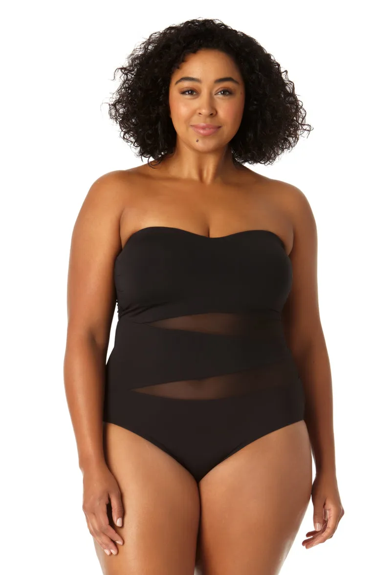 Anne Cole Plus - Women's Mesh Strapless One Piece Swimsuit sold by Anne Cole