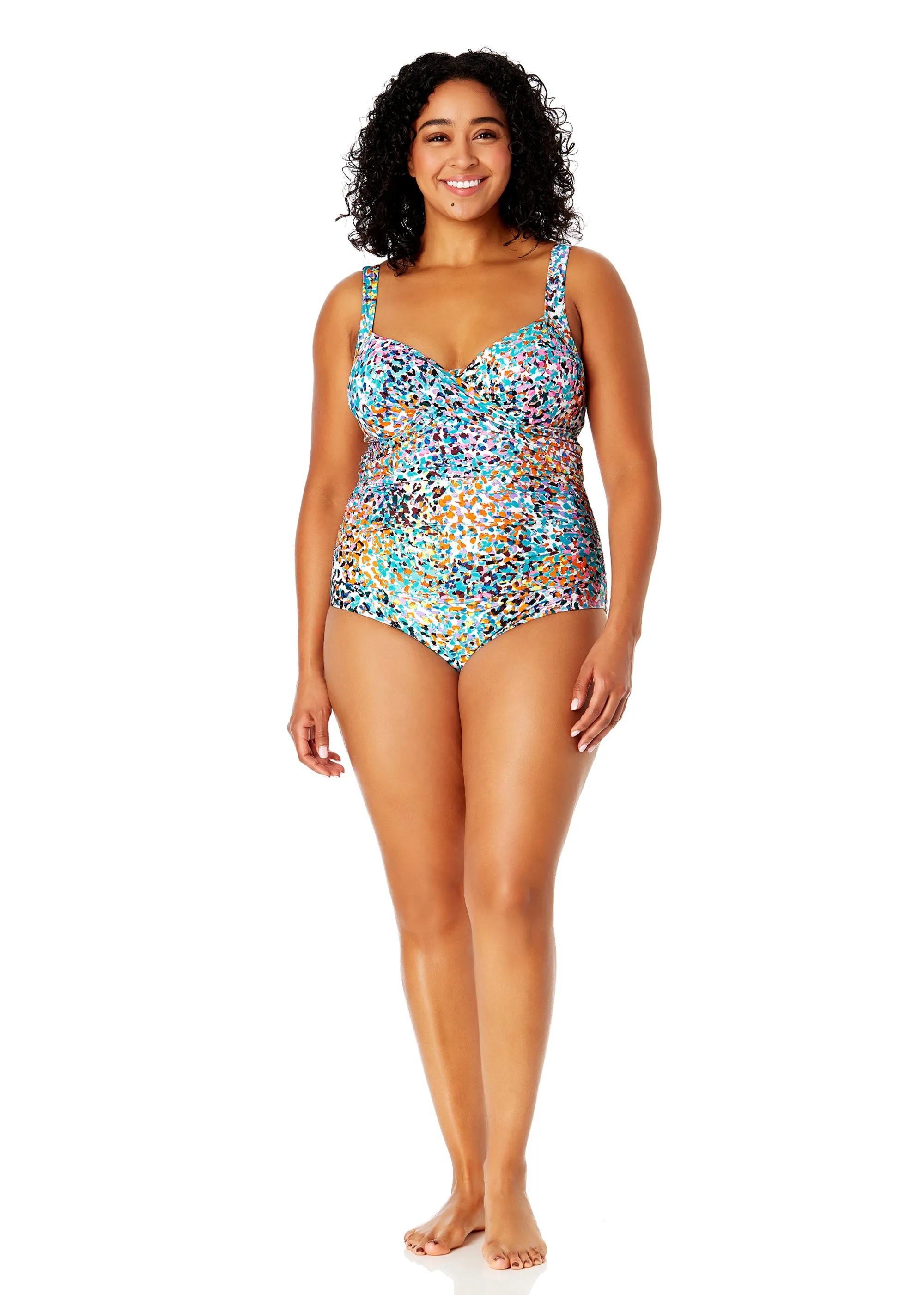 Women's Plus Size Sunset Dot Underwire Surplice One Piece Swimsuit sold by Anne Cole product image thumbnail 3