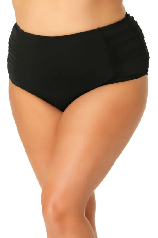 Anne Cole Plus - Shirred High Waist Tummy Control Bottom sold by Anne Cole