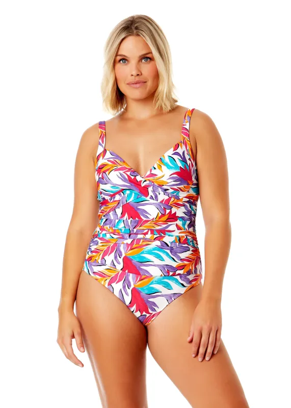 Women's Dance Floor Palm Underwire Surplice One Piece Swimsuit sold by Anne Cole