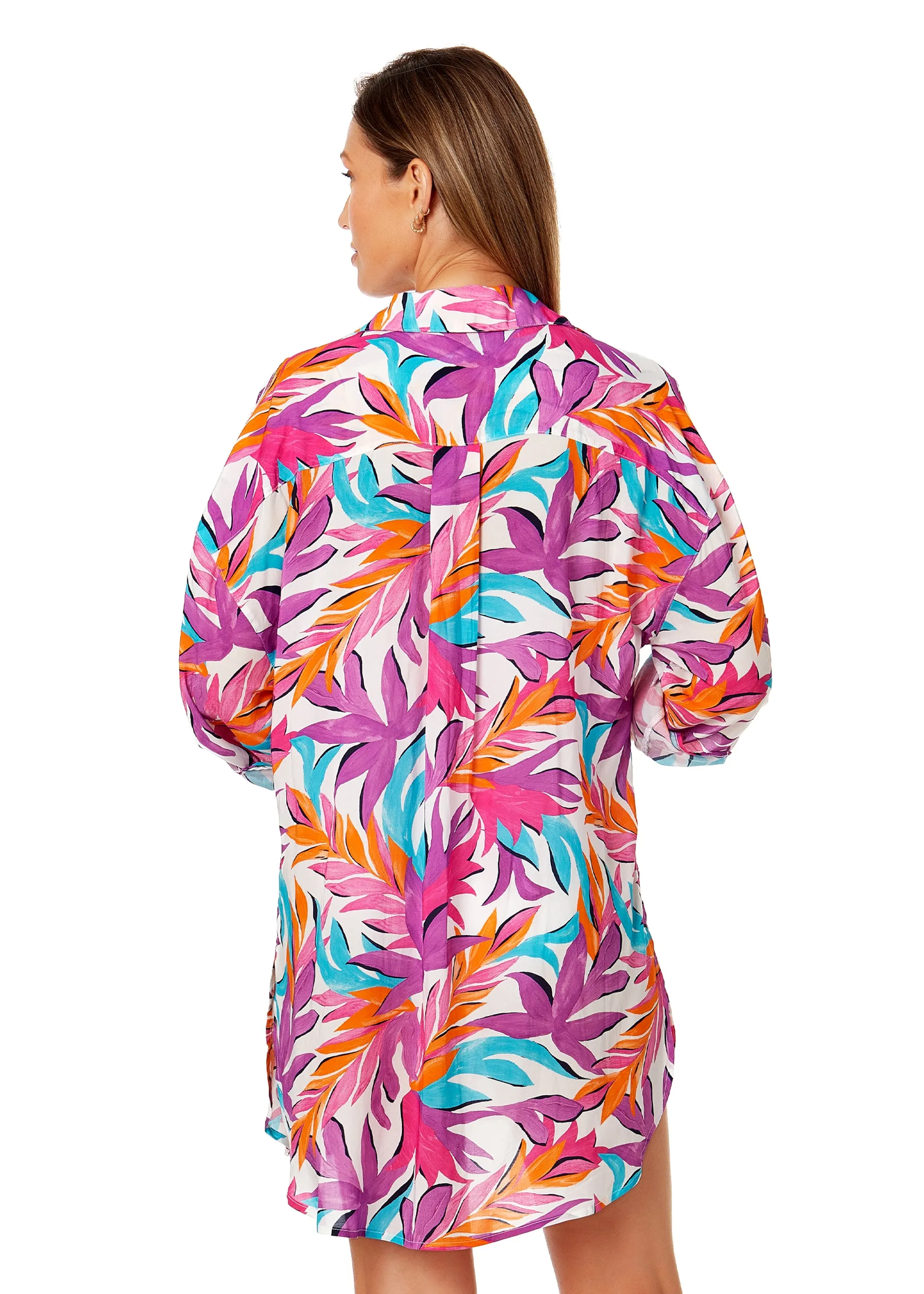 Women's Dance Floor Palm Button Down Shirt Swimsuit Cover Up sold by Anne Cole product image thumbnail 2