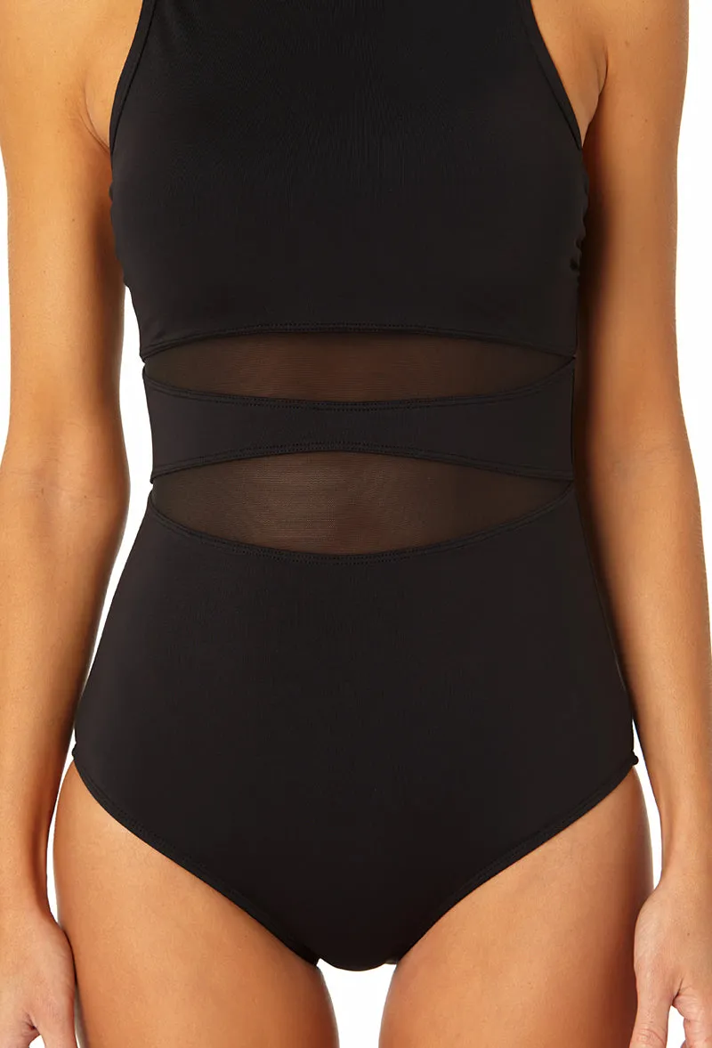Anne Cole - Women's Mesh High Neck One Piece Swimsuit sold by Anne Cole product image thumbnail 3