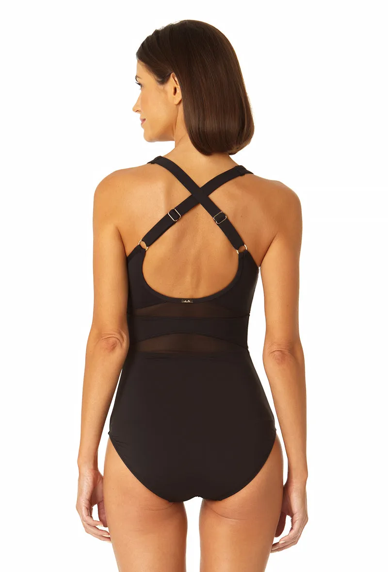 Anne Cole - Women's Mesh High Neck One Piece Swimsuit sold by Anne Cole product image thumbnail 2