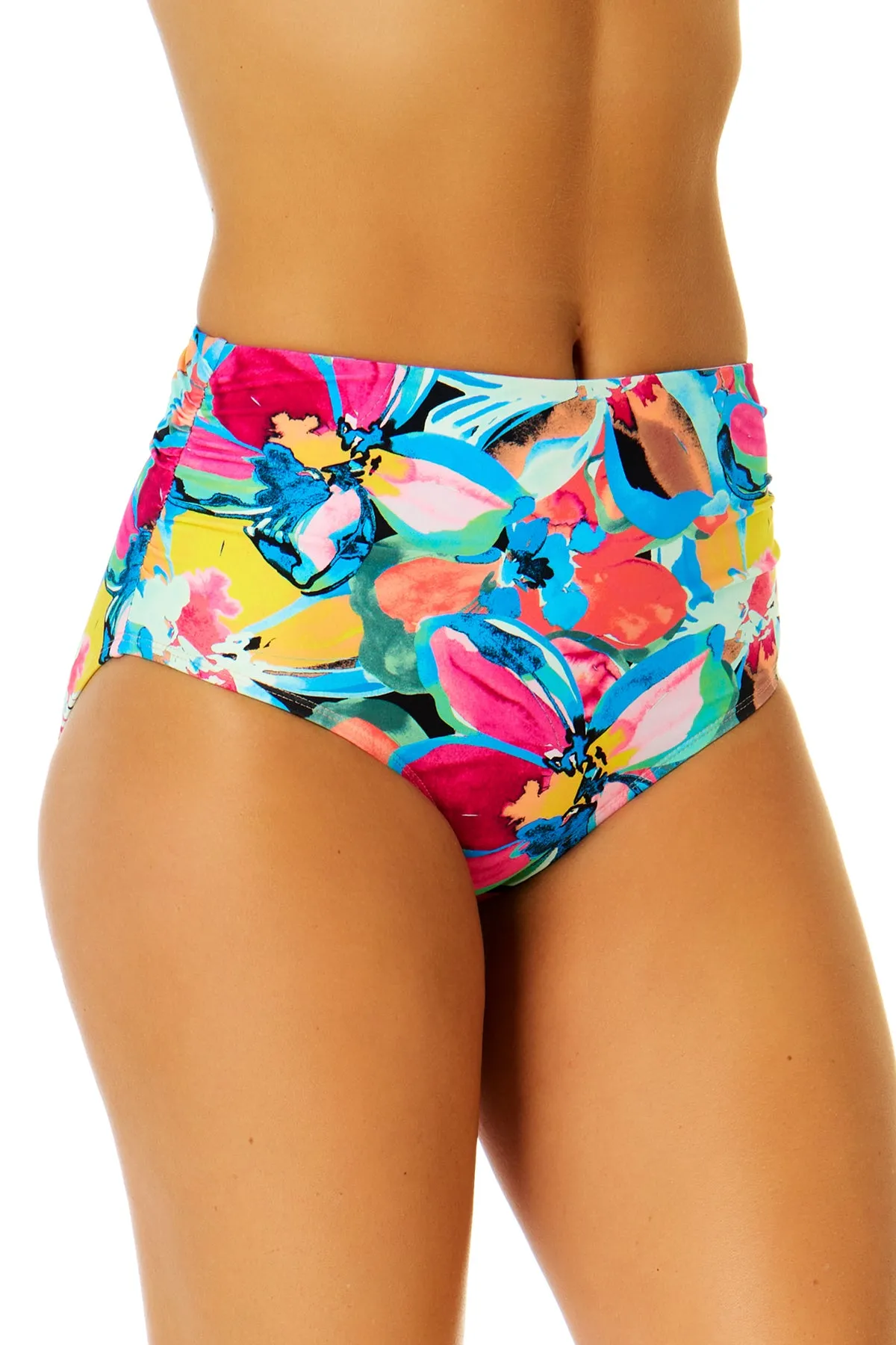 Women's Amalfi Floral Fold Over High Waist Shirred Bikini Swim Bottoms sold by Anne Cole product image thumbnail 5