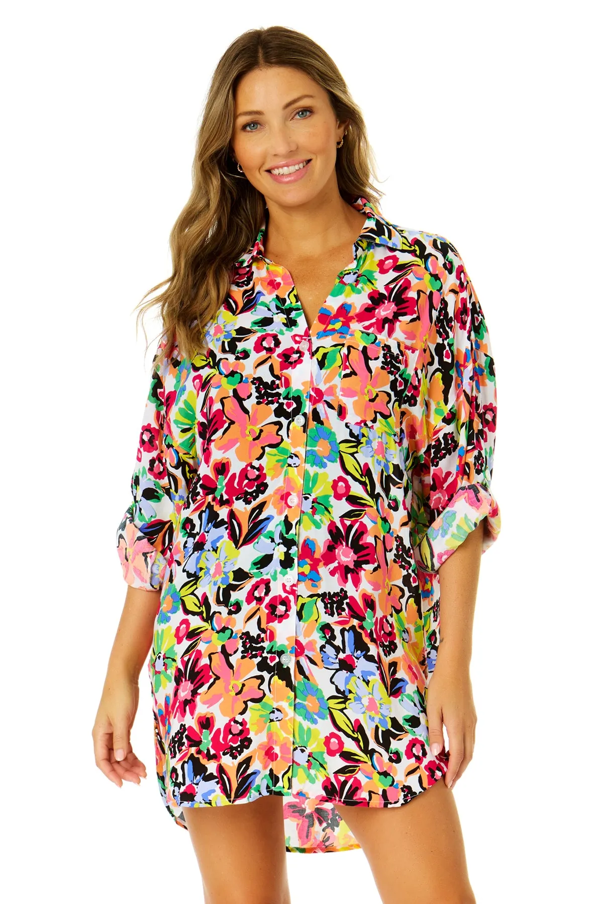 Women's Sun Blossom Button Down Shirt Swimsuit Cover Up sold by Anne Cole