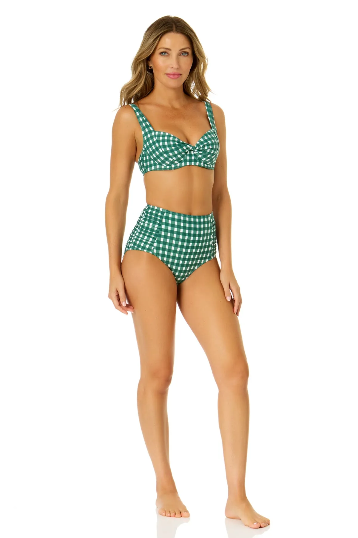 Women's Green Gingham Retro Underwire Bikini Swim Top sold by Anne Cole product image thumbnail 3
