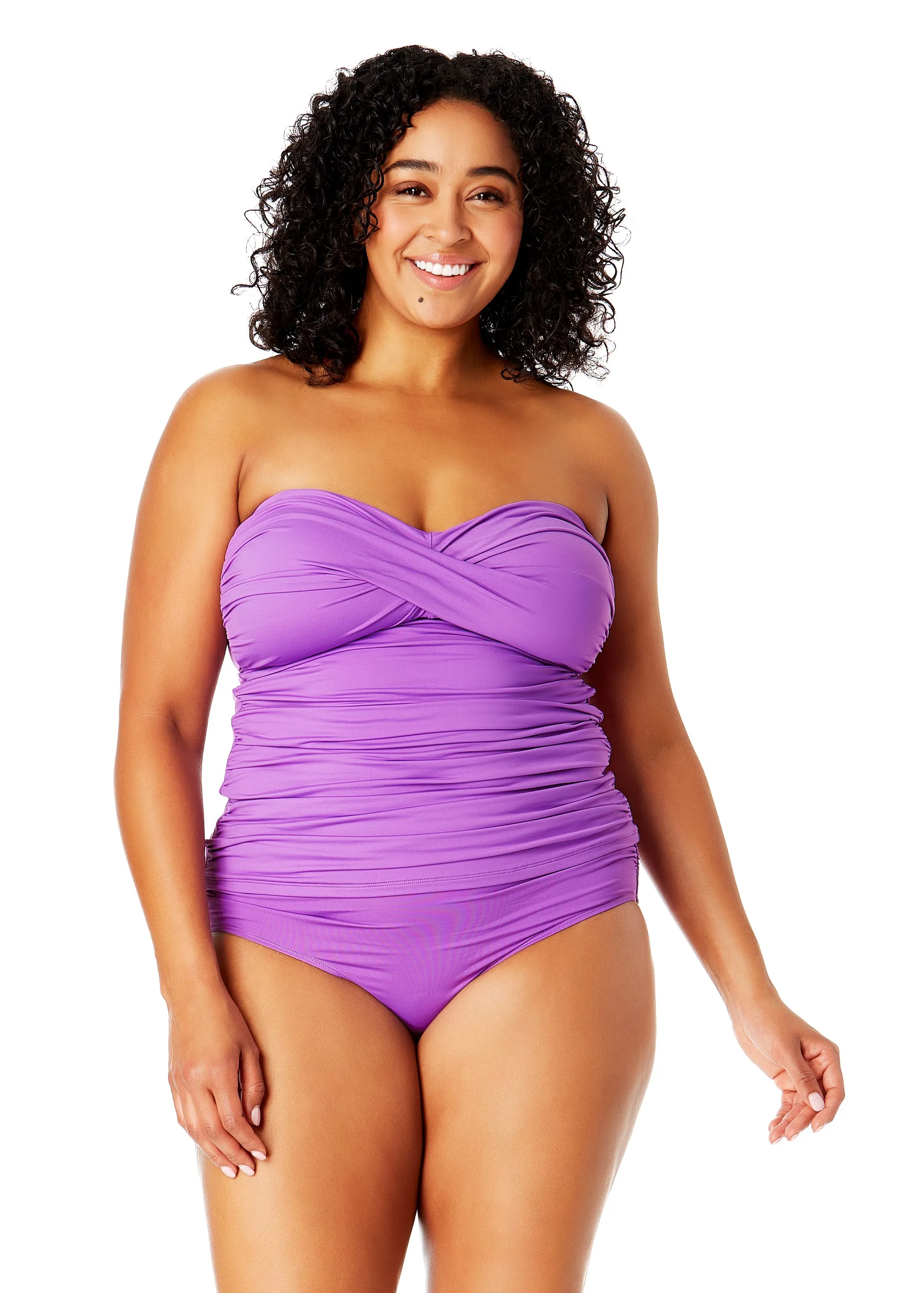 Women's Plus Size Live In Color Twist Front Bandeaukini Swim Top sold by Anne Cole