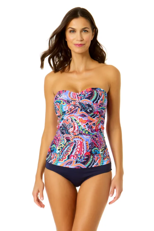 Women's Paisley Parade Twist Front Bandeaukini Swim Top sold by Anne Cole