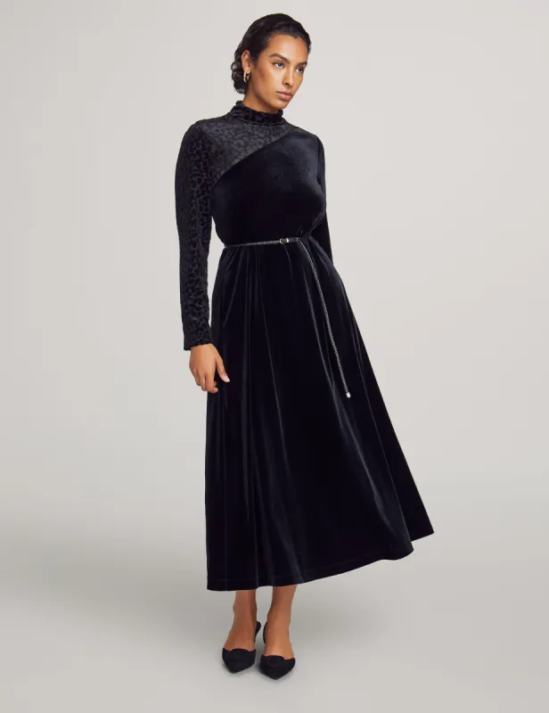 Color Blocked Mock Neck Midi sold by Anne Klein