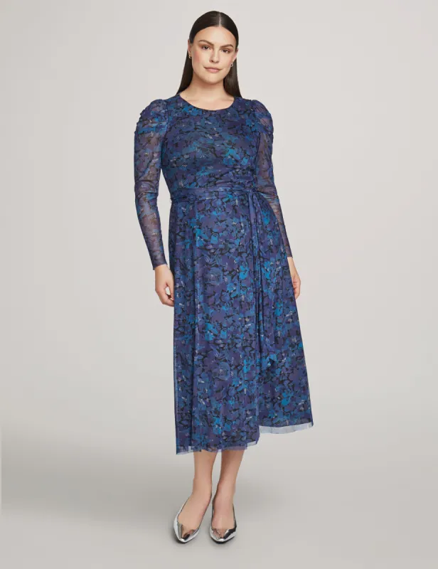 Puff Sleeve Midi Dress With Sash sold by Anne Klein